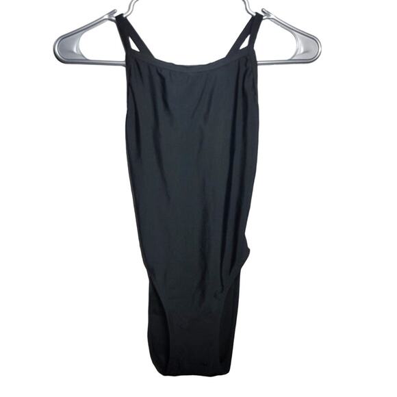 ClubSwim Solid Thin Strap One Piece Swimsuit Black 28 NEW - Picture 2 of 8